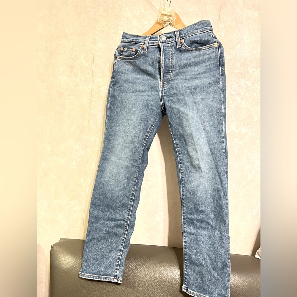Levis jeans straight legs washed color blue